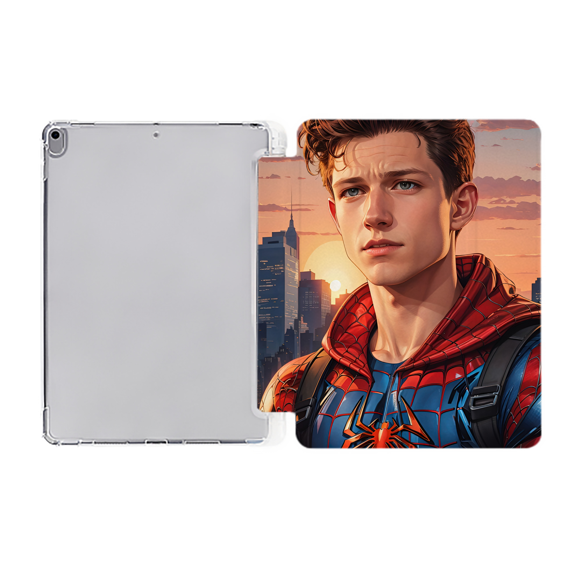 （画像用） Spider Man スパイダーマン IPad ケース ペン収納付き 三つ折りスタンド PUレザー×シリコン 対応機種9.5/10.5/10.9インチ